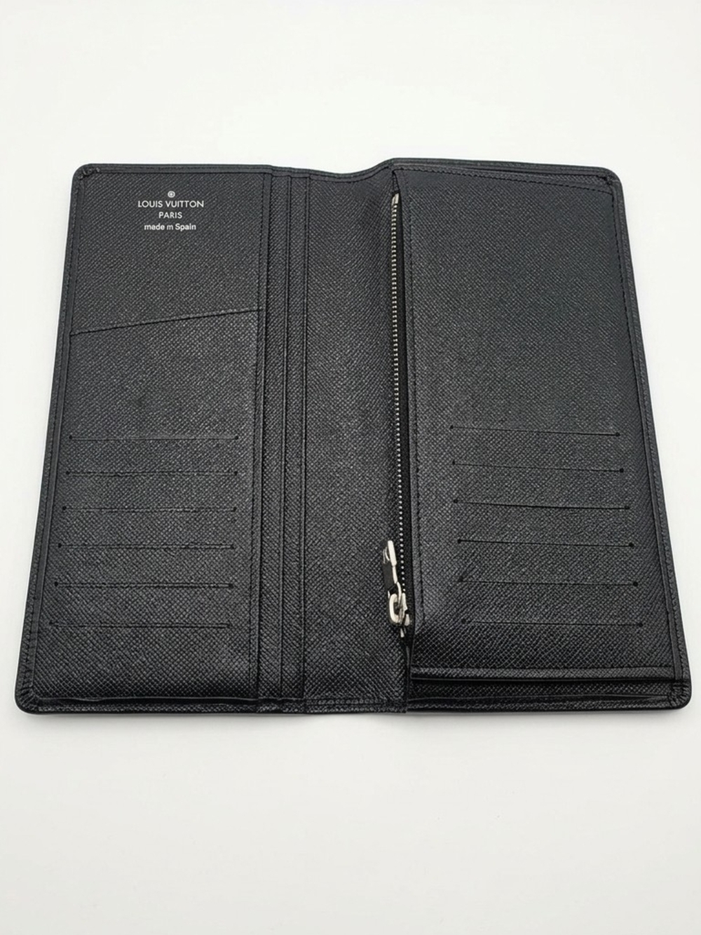 Louis Vuitton Mens Black Epi Leather Credit Bifold Long Wallet Brazza